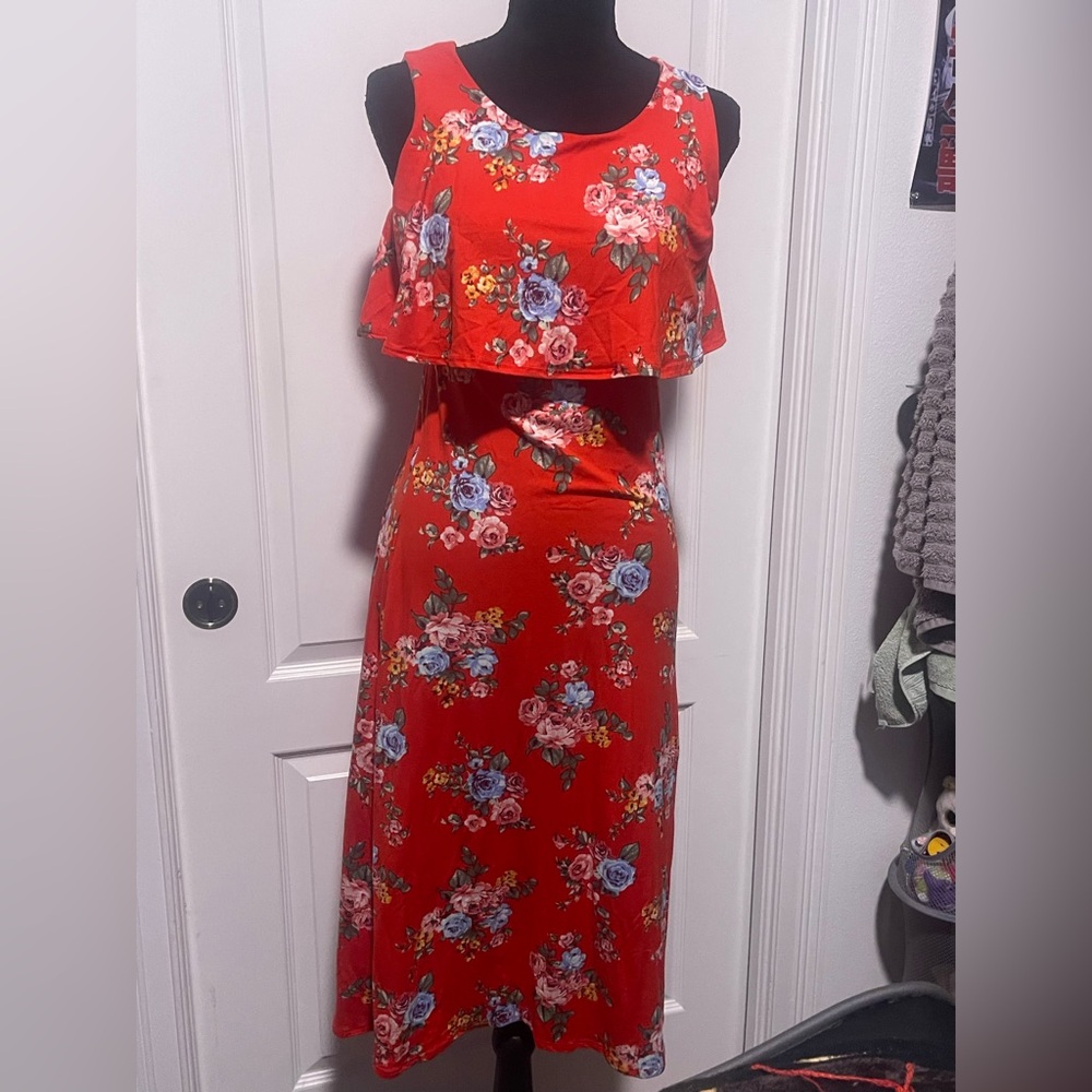 Floral Red Maxi Dress